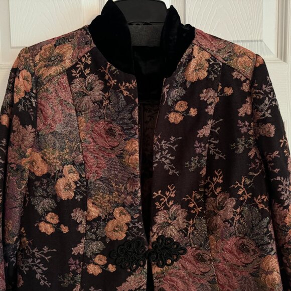 NWOT Soft Surroundings Autumn Evening Jacket Tapestry w Velvet Collar & Cuffs, L - Picture 2 of 12